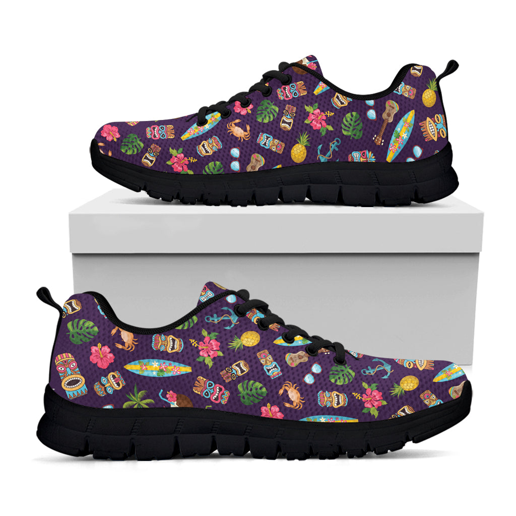 Summer Totem Pattern Print Black Sneakers