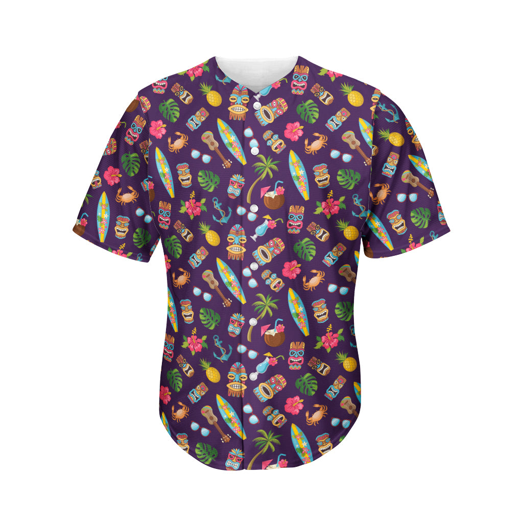 Summer Totem Pattern Print Men's Baseball Jersey