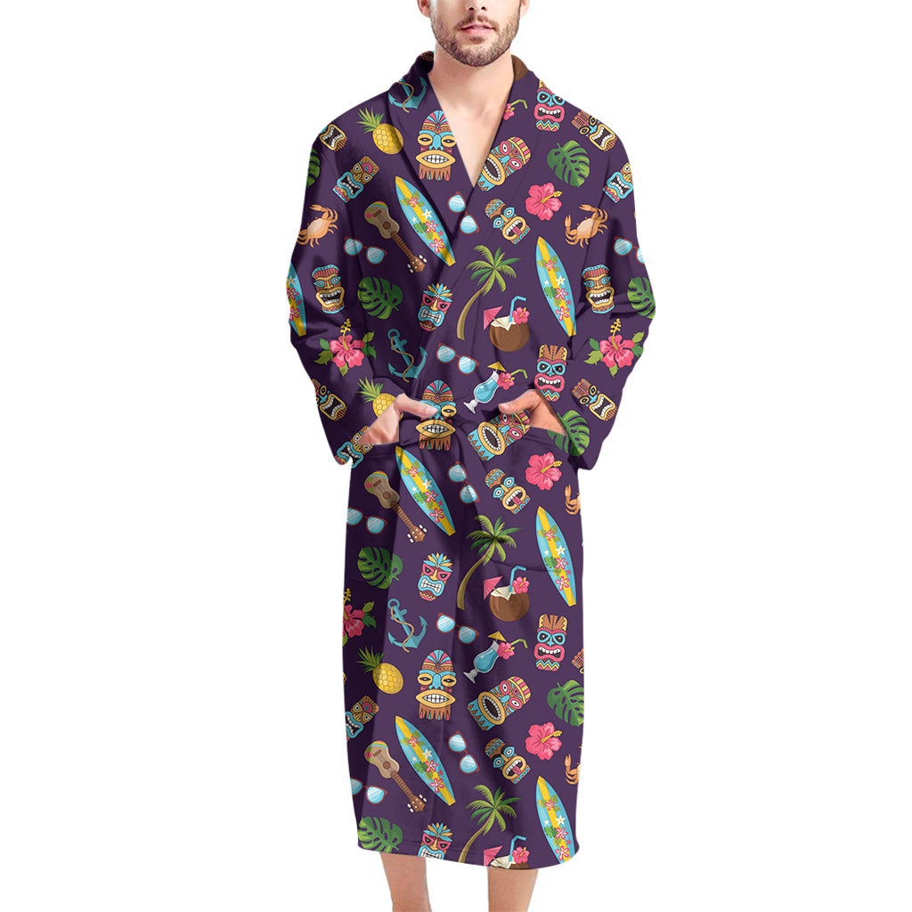 Summer Totem Pattern Print Men's Bathrobe