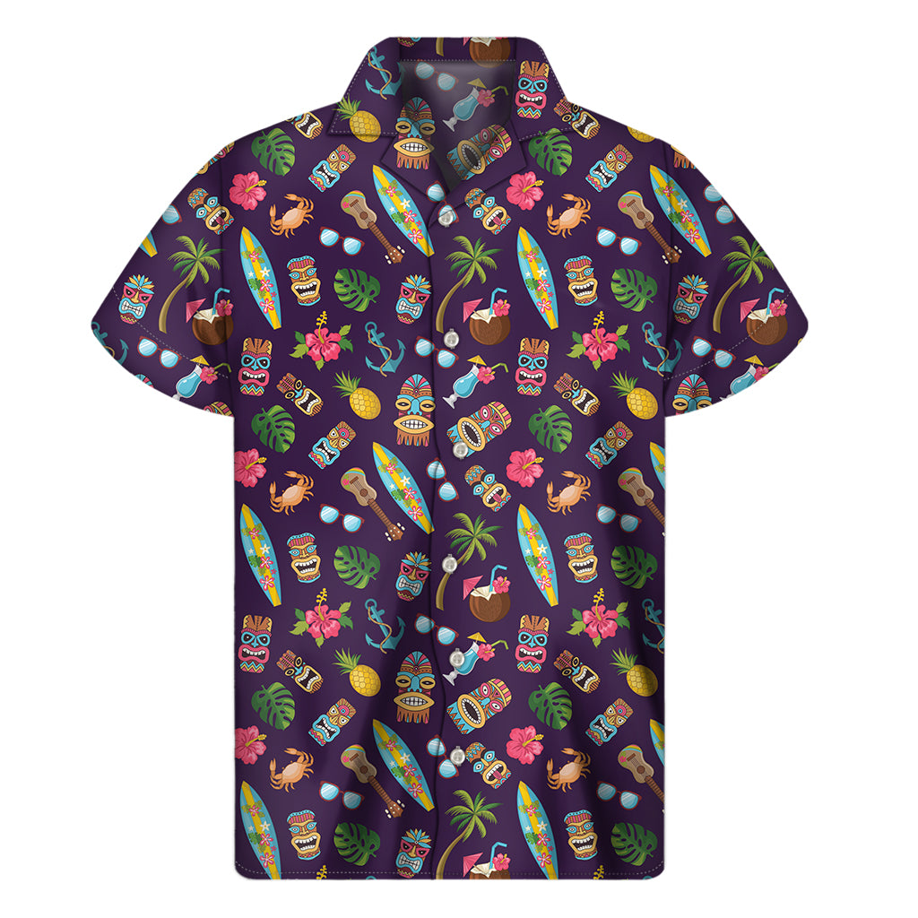 Summer Totem Pattern Print Men's Short Sleeve Shirt