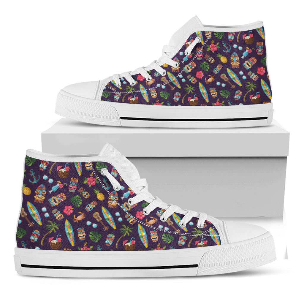 Summer Totem Pattern Print White High Top Shoes