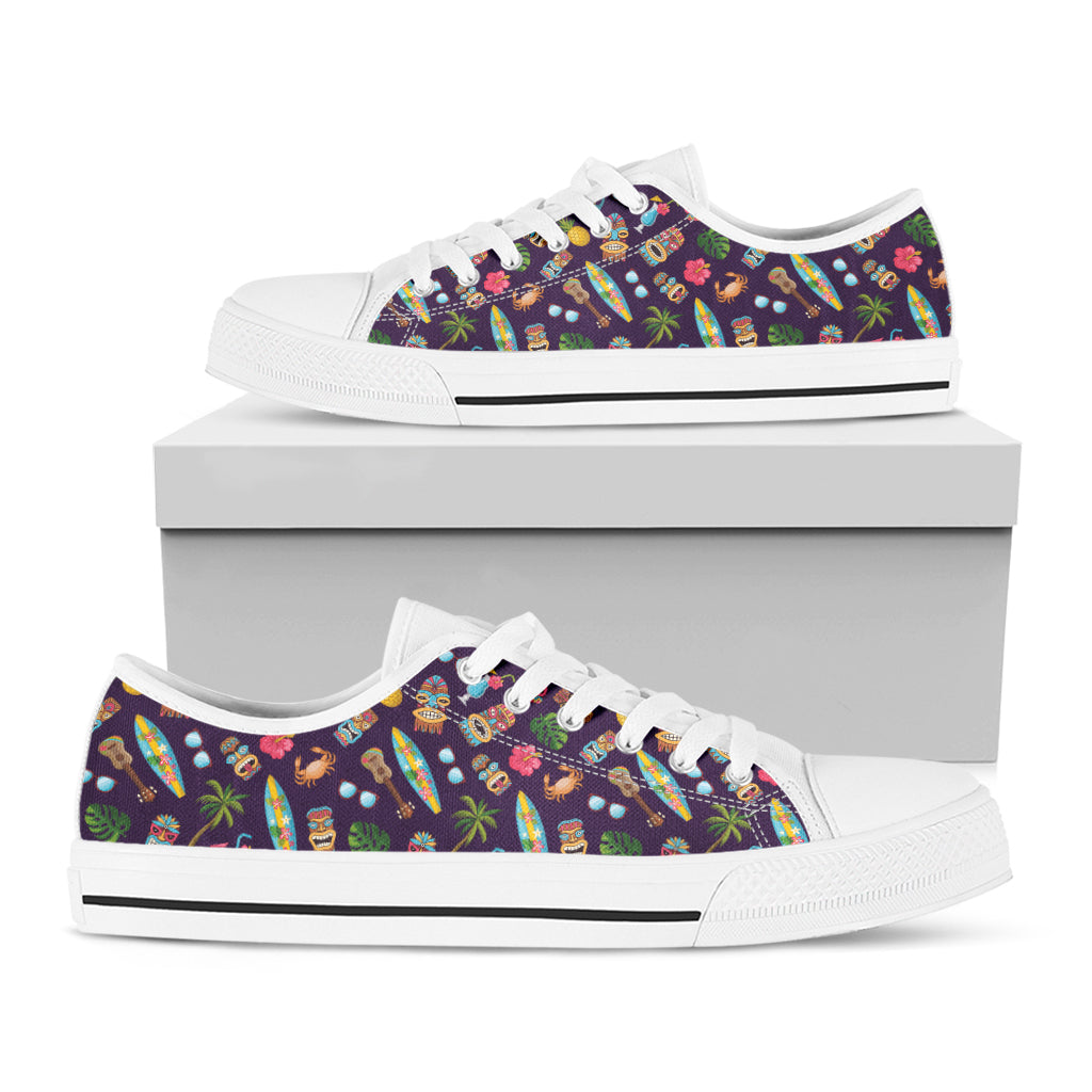 Summer Totem Pattern Print White Low Top Shoes