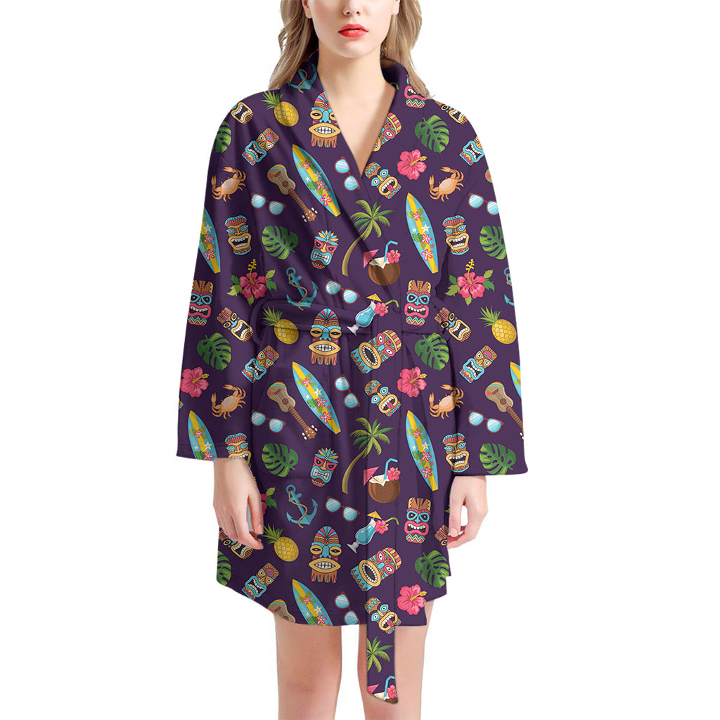 Summer Totem Pattern Print Women's Bathrobe