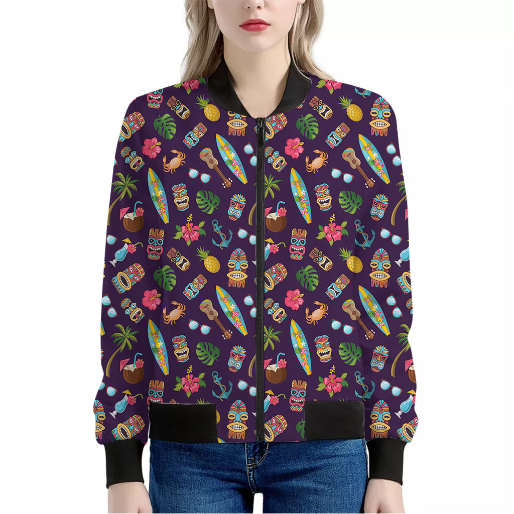 Summer Totem Pattern Print Women's Bomber Jacket