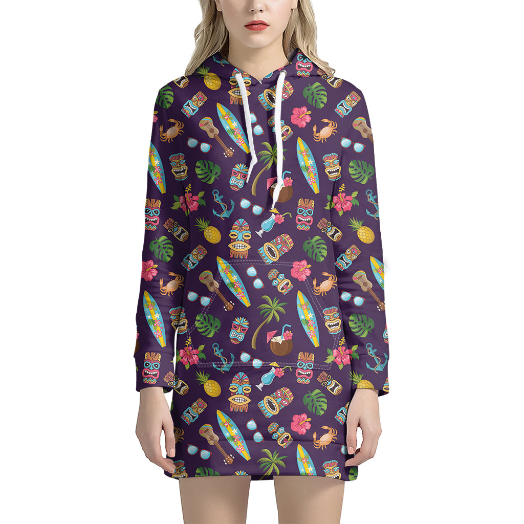 Summer Totem Pattern Print Women's Pullover Hoodie Dress