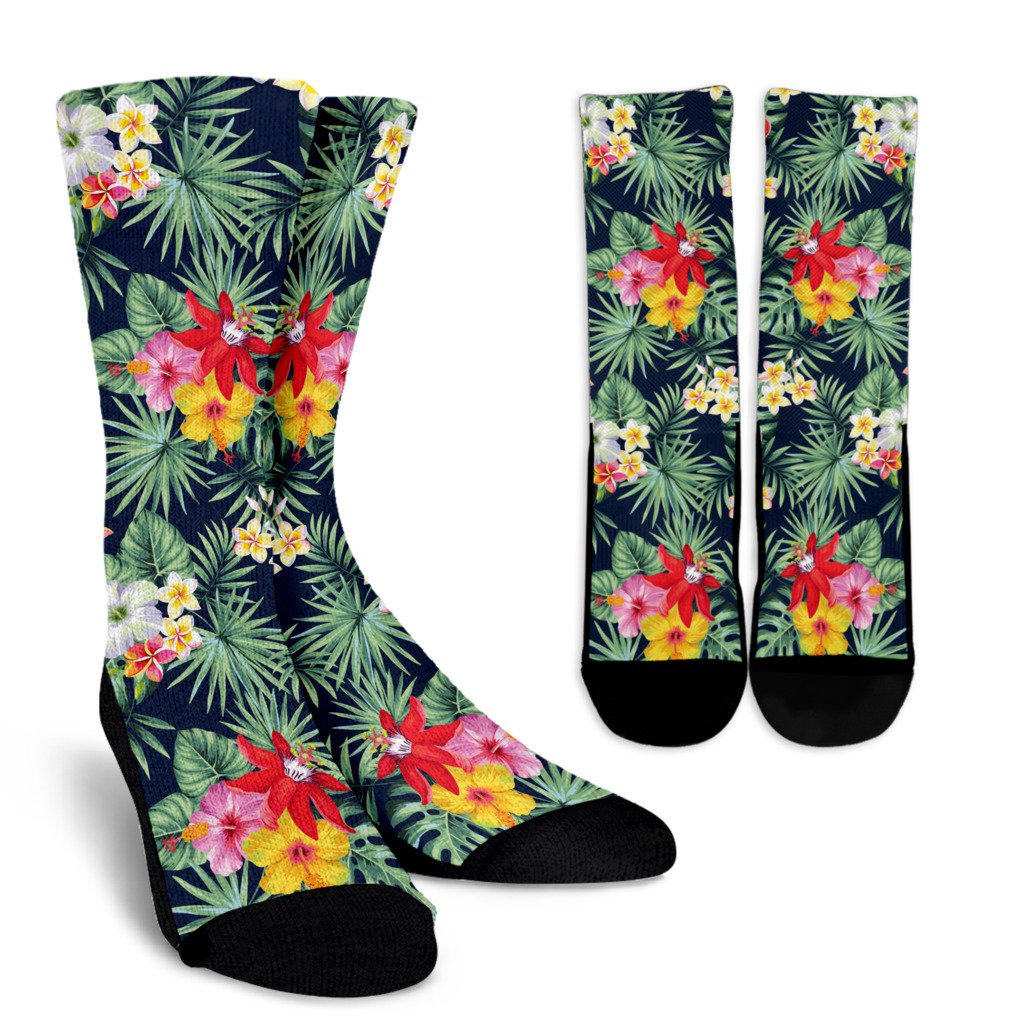 Summer Tropical Hawaii Pattern Print Crew Socks