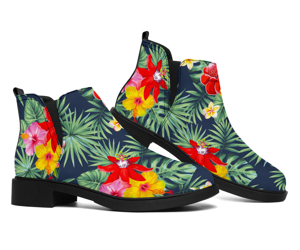 Summer Tropical Hawaii Pattern Print Flat Ankle Boots