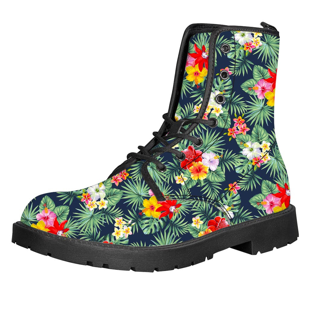 Summer Tropical Hawaii Pattern Print Leather Boots