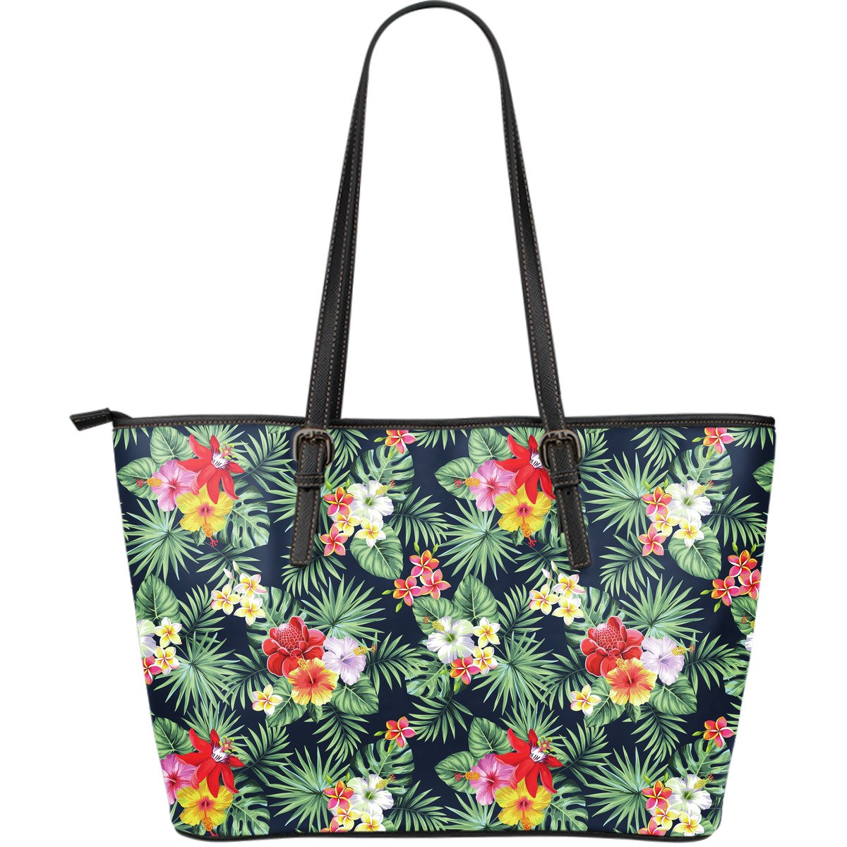 Summer Tropical Hawaii Pattern Print Leather Tote Bag