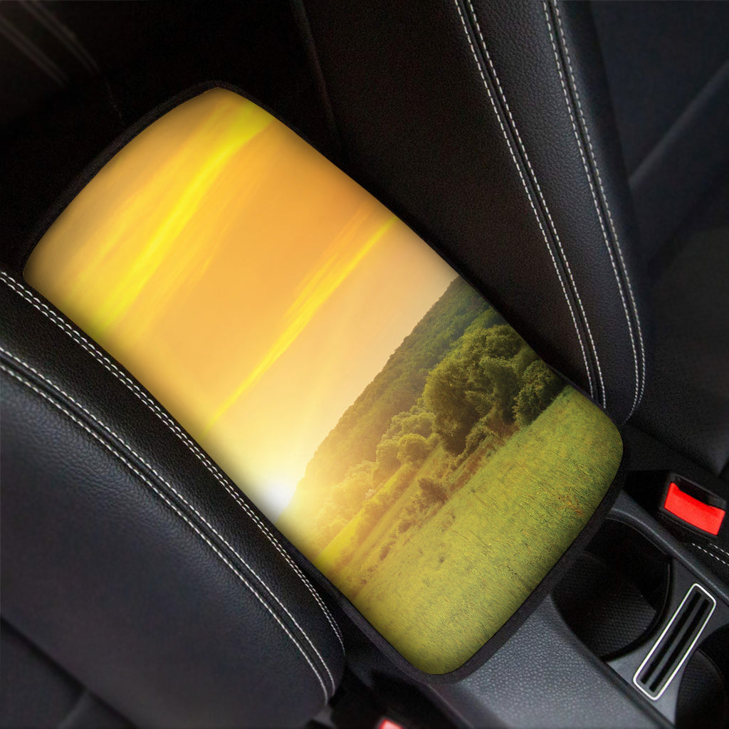 Sunrise Field Print Car Center Console Cover