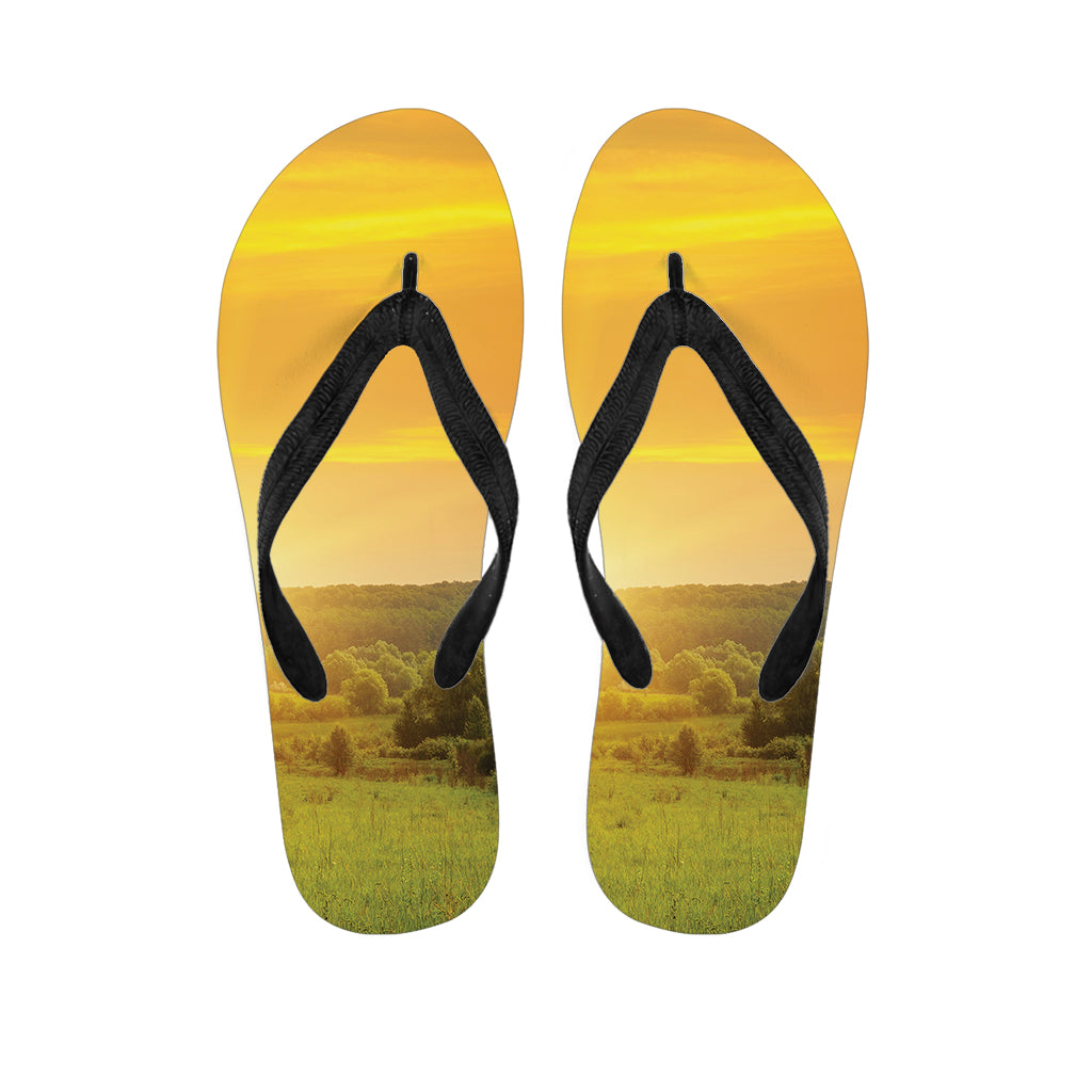 Sunrise Field Print Flip Flops