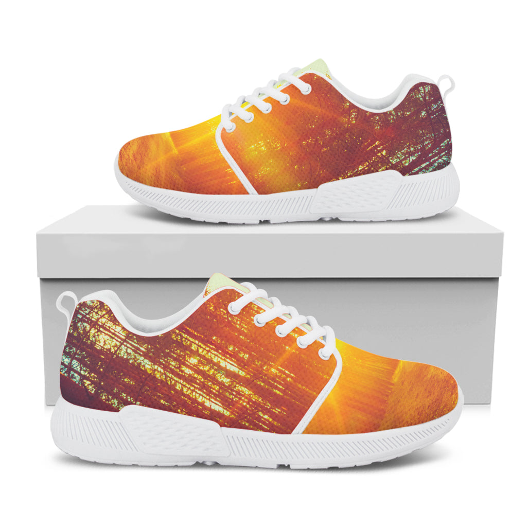 Sunrise Forest Print White Athletic Shoes