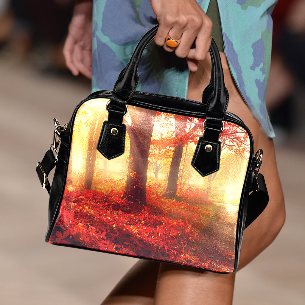 Sunshine Autumn Tree Print Shoulder Handbag