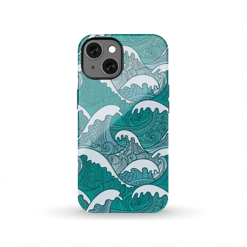 Surfing Wave Pattern Print Tough Phone Case