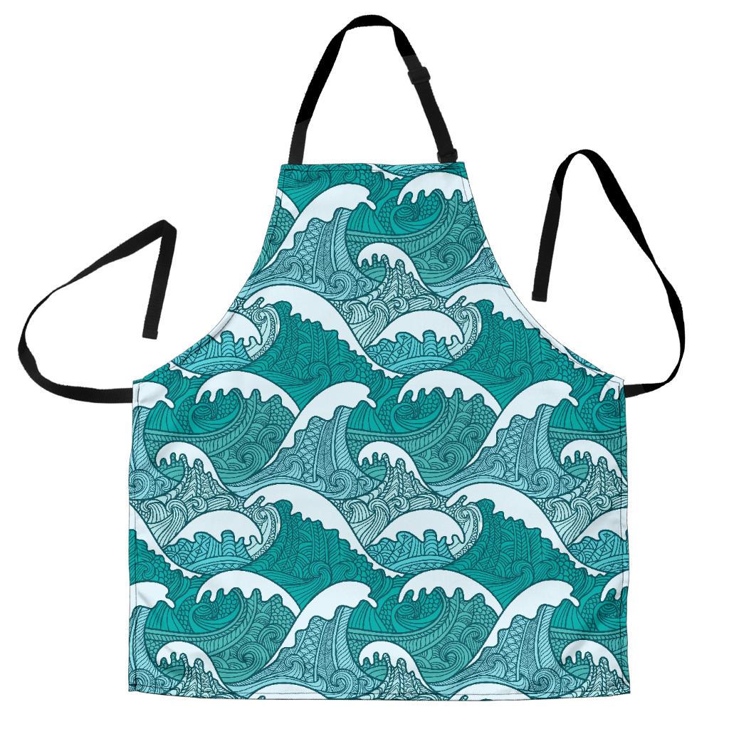 Surfing Wave Pattern Print Women's Apron