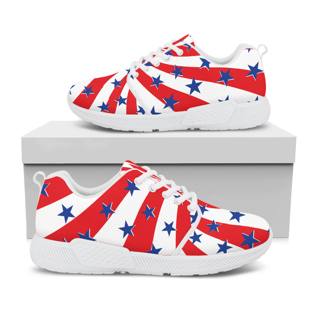 Swirl American Patriotic Star Print White Athletic Shoes