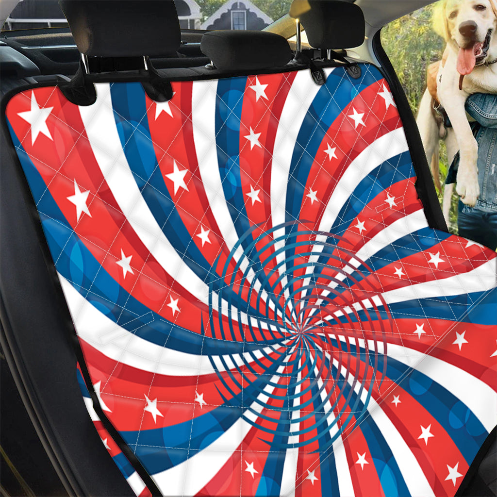 Swirly American Patriotic Print Pet Car Back Seat Cover