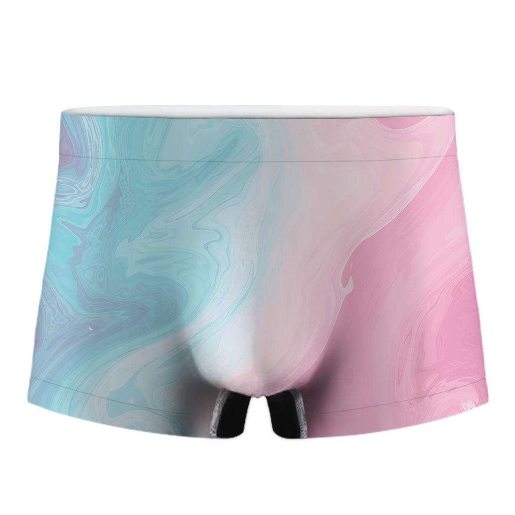 Teal Pink Liquid Marble Print Men's Boxer Briefs