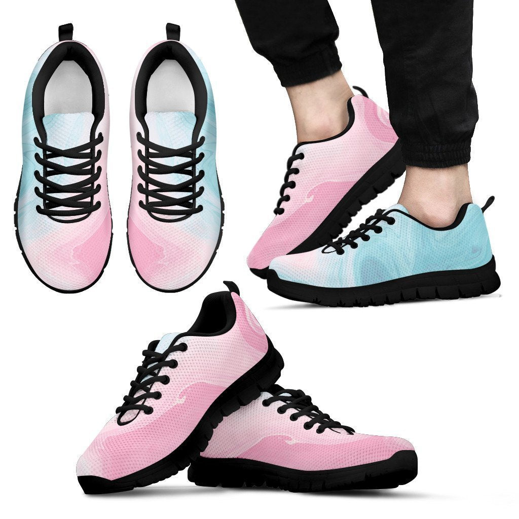 Teal Pink Liquid Marble Print Men's Sneakers