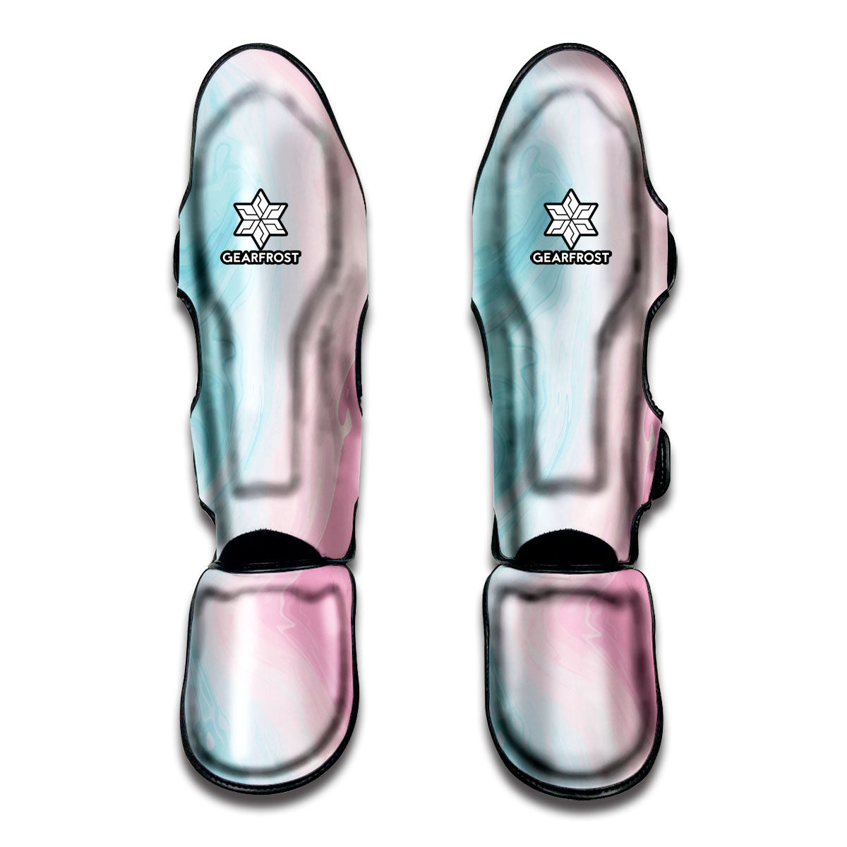 Teal Pink Liquid Marble Print Muay Thai Shin Guards