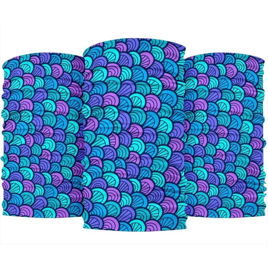 Teal Pink Mermaid Scales Pattern Print 3-Pack Bandanas