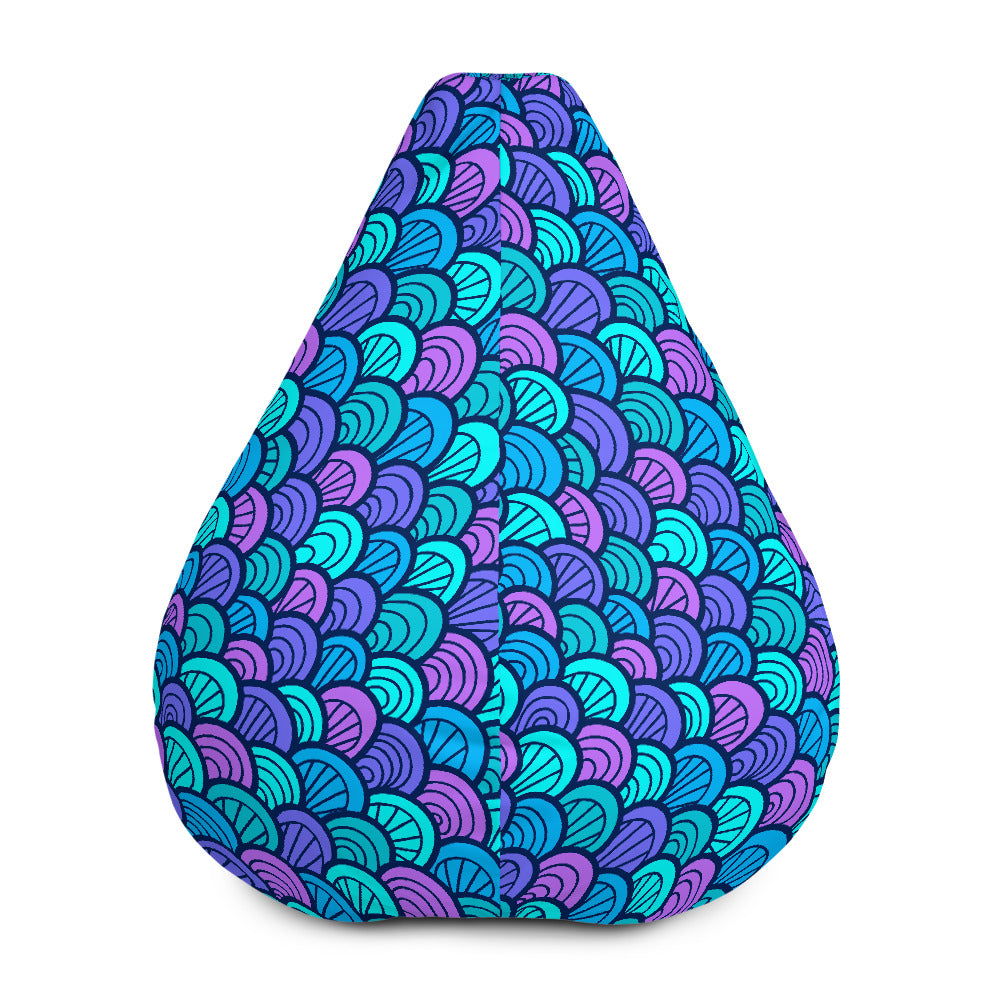 Teal Pink Mermaid Scales Pattern Print Bean Bag Cover