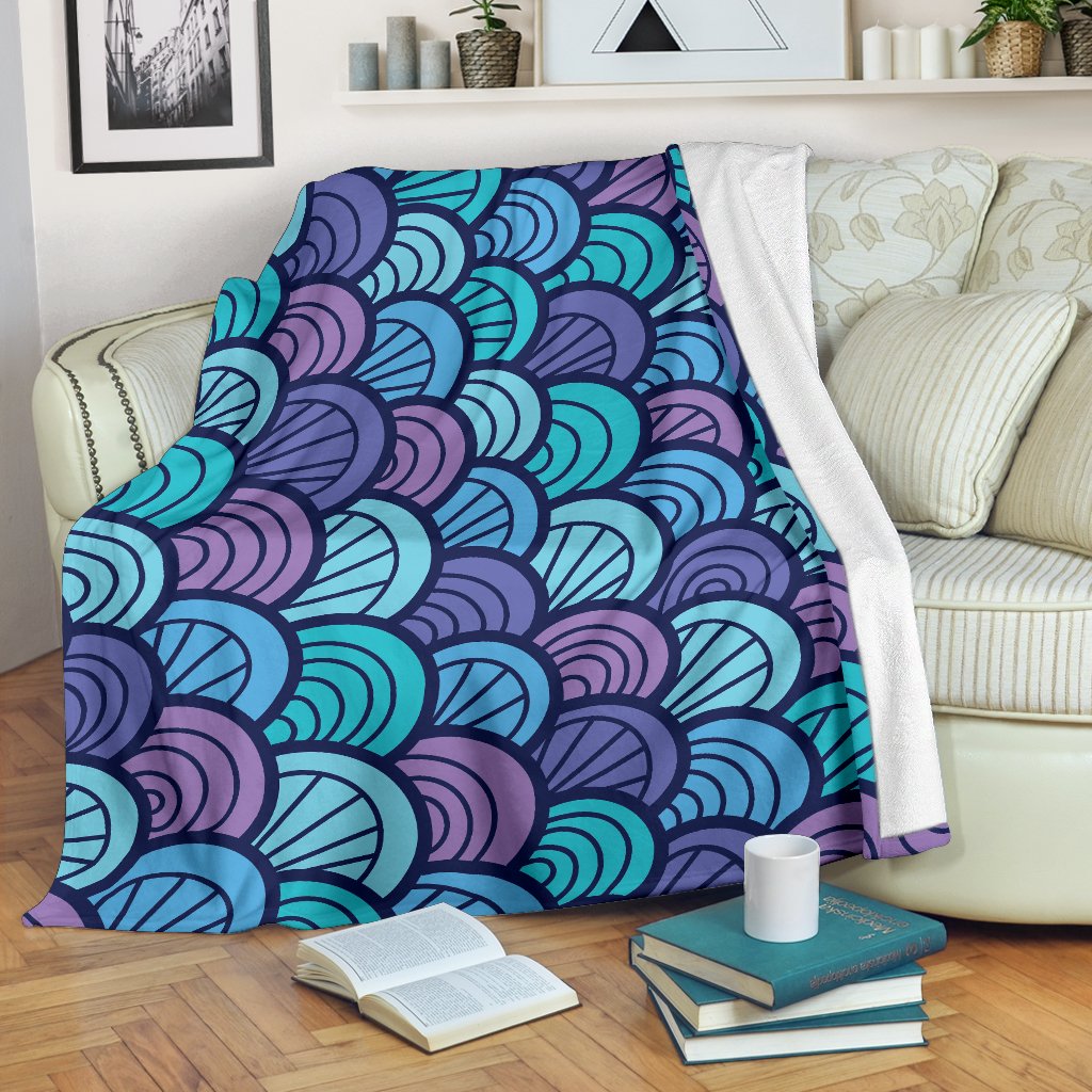 Teal Pink Mermaid Scales Pattern Print Blanket