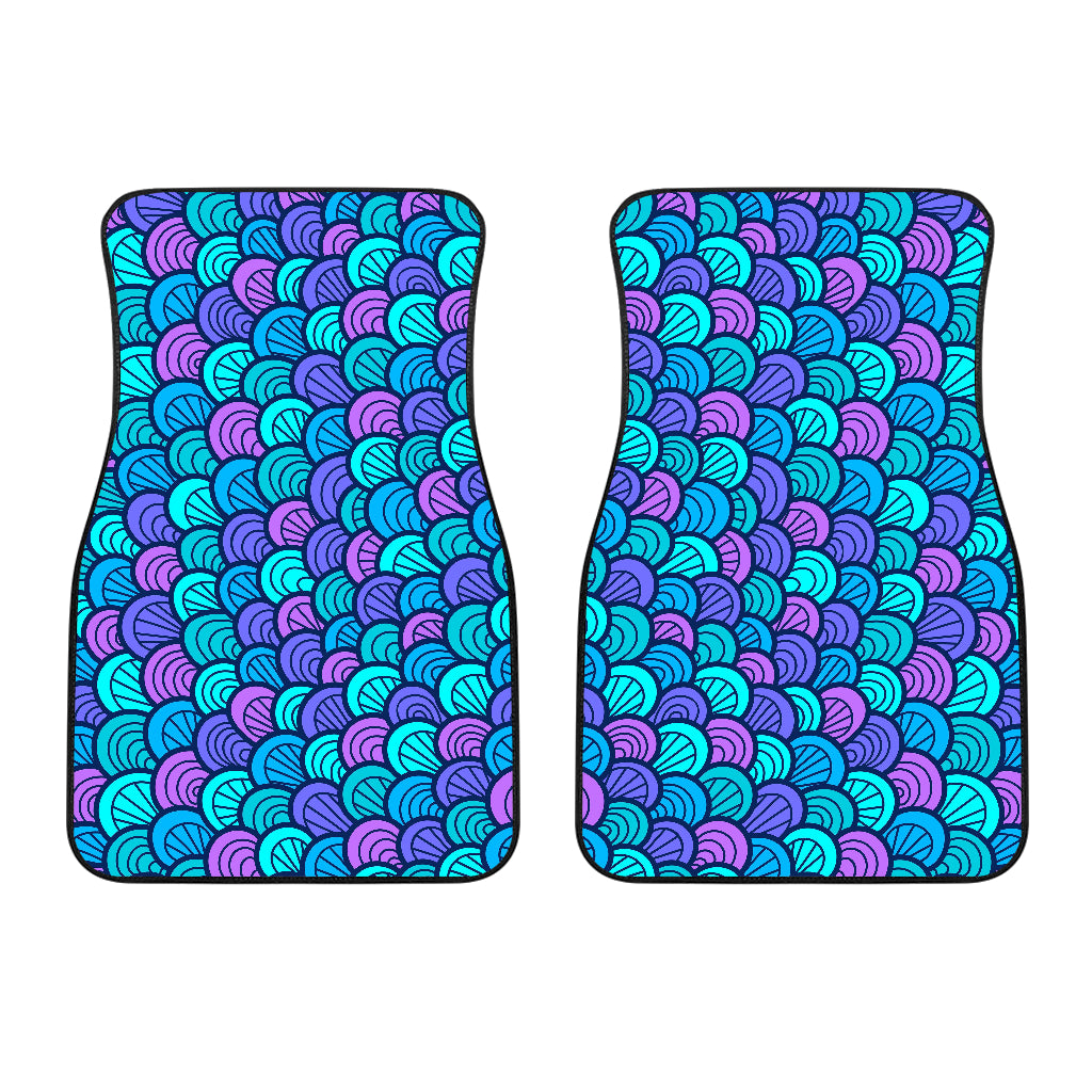 Teal Pink Mermaid Scales Pattern Print Front Car Floor Mats