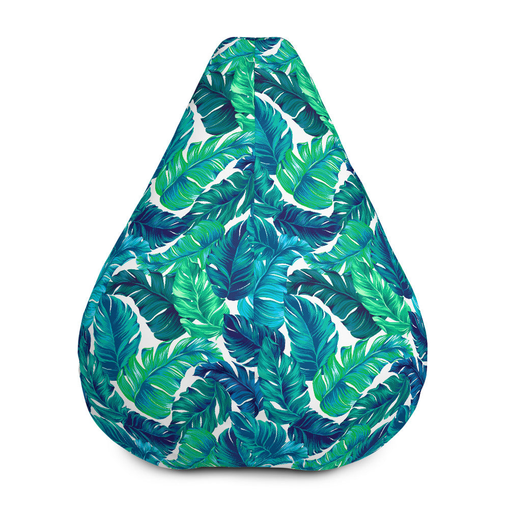 Teal Tropical Leaf Pattern Print Bean Bag Cover