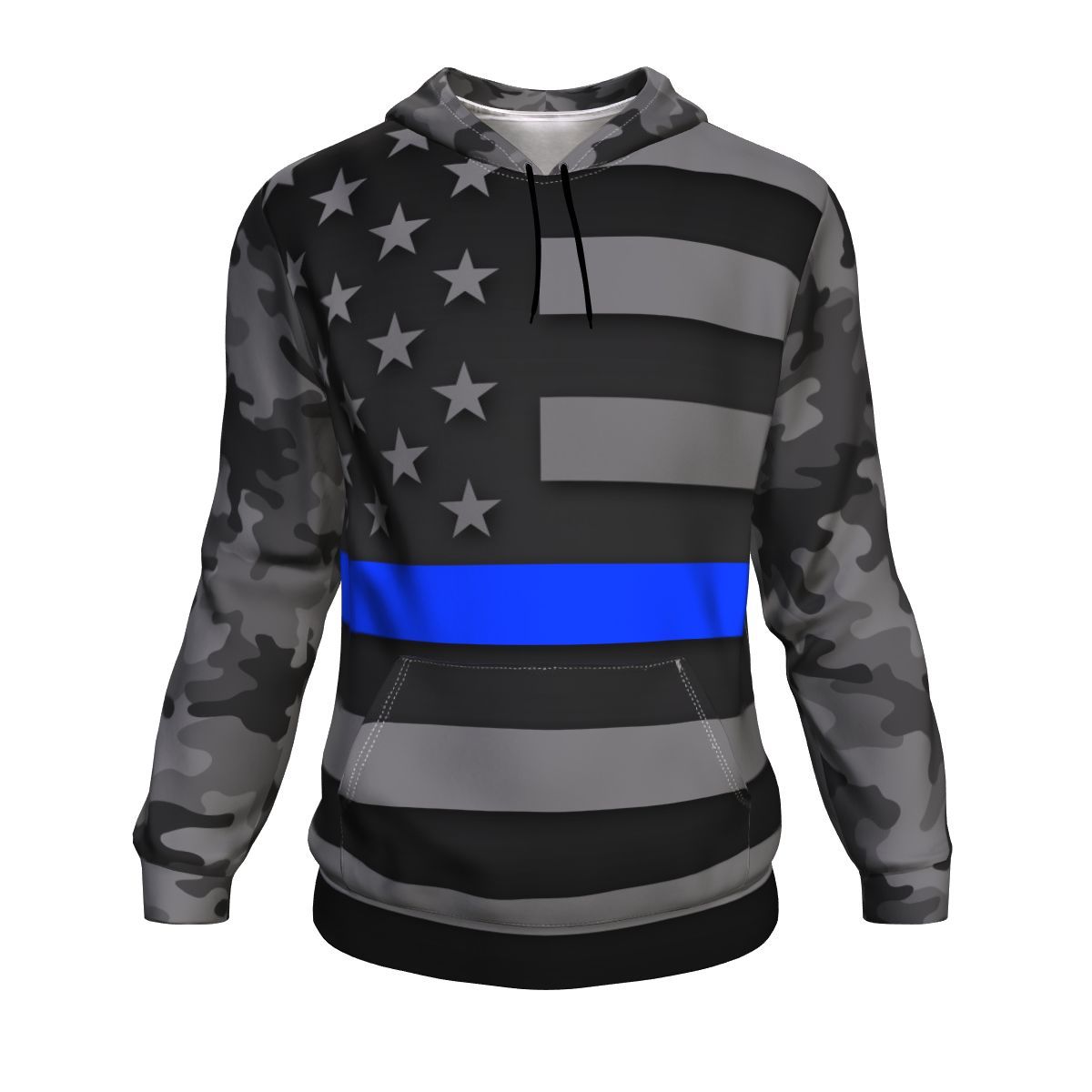 Thin Blue Line Camo Pullover Hoodie