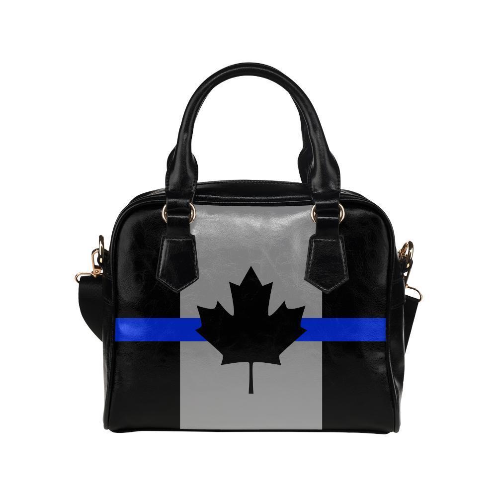 Thin Blue Line Canada Leather Shoulder Handbag