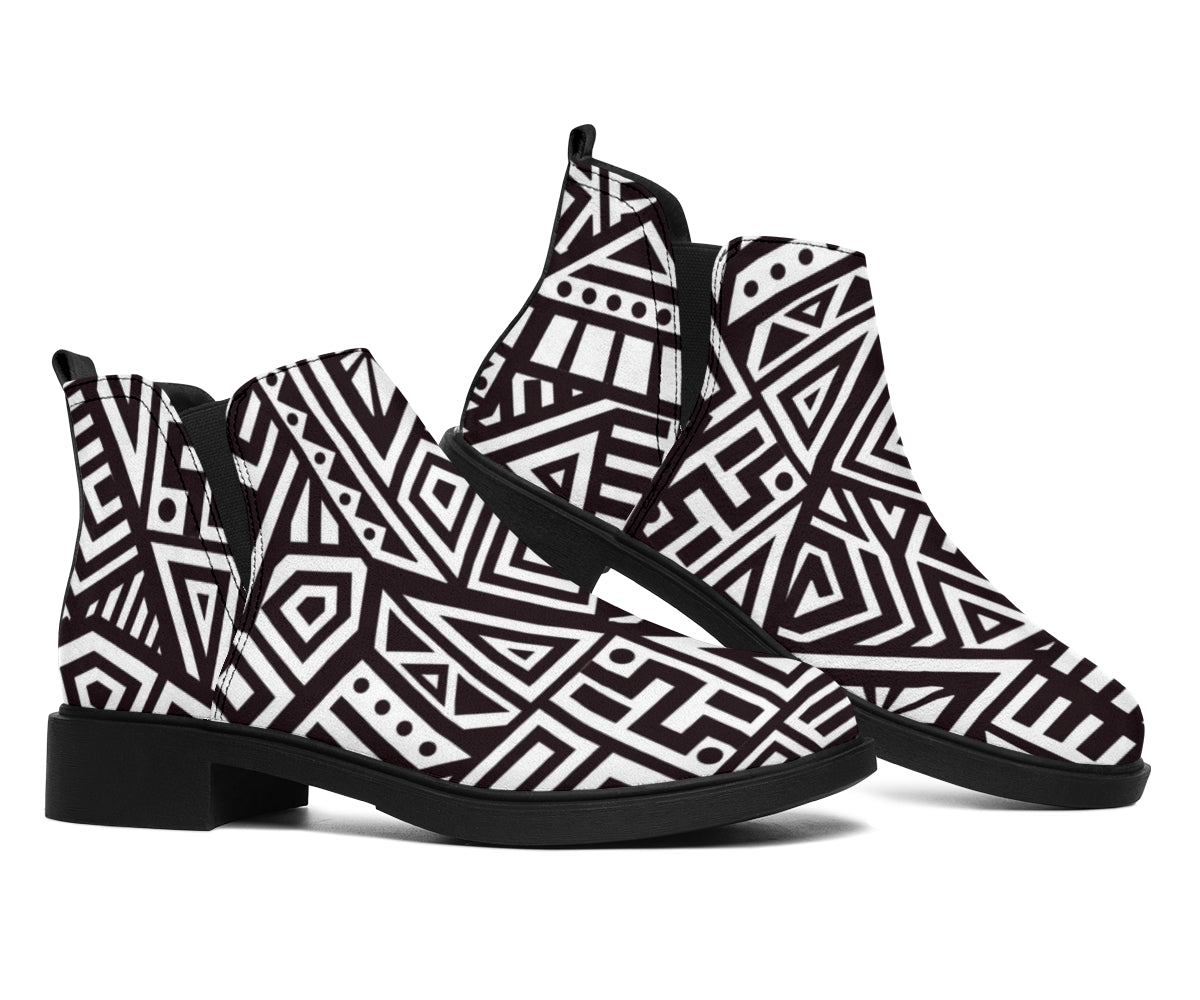 Tribal Aztec Geometric Pattern Print Flat Ankle Boots