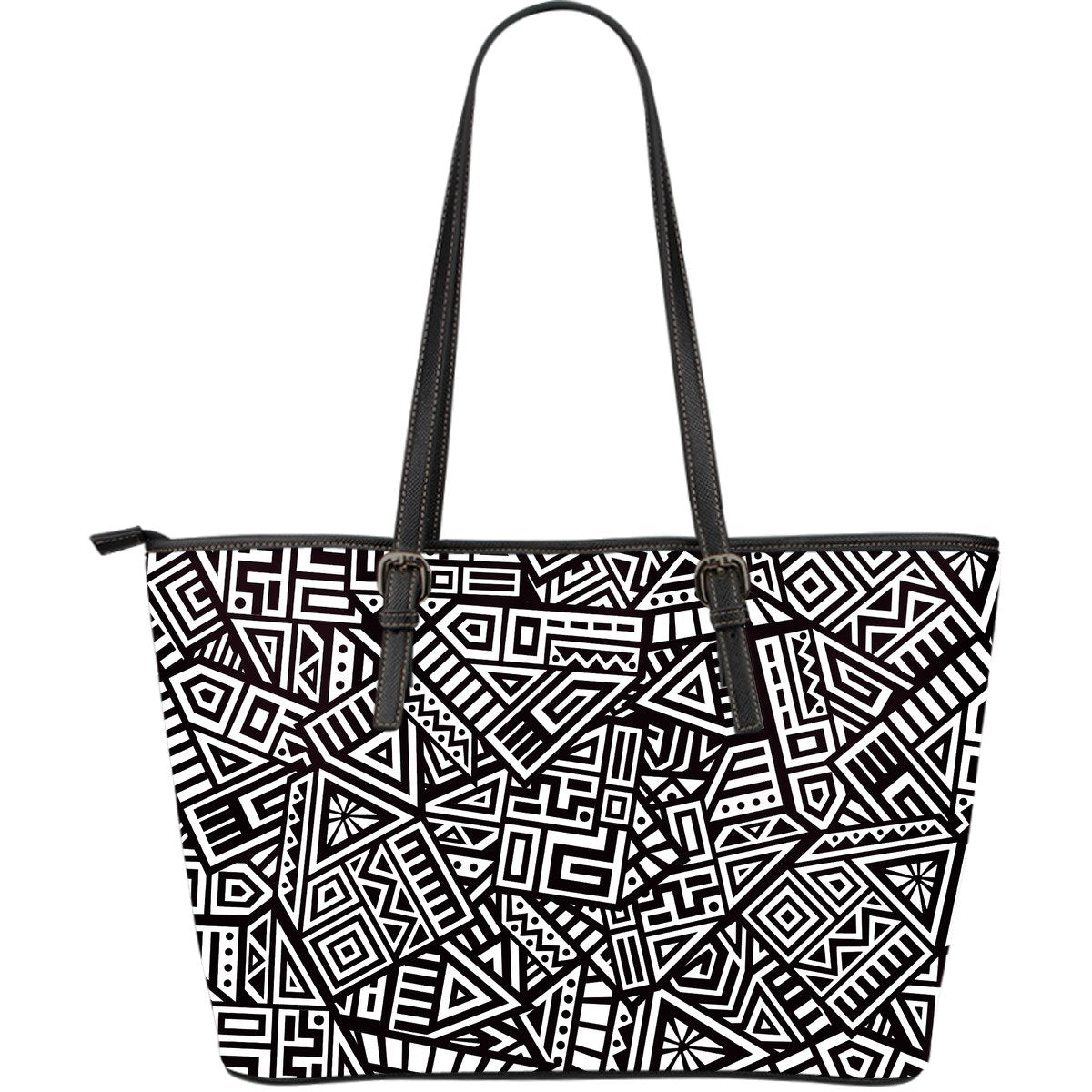 Tribal Aztec Geometric Pattern Print Leather Tote Bag