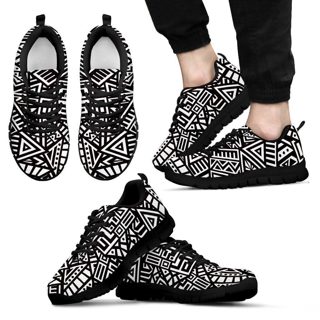Tribal Aztec Geometric Pattern Print Men's Sneakers
