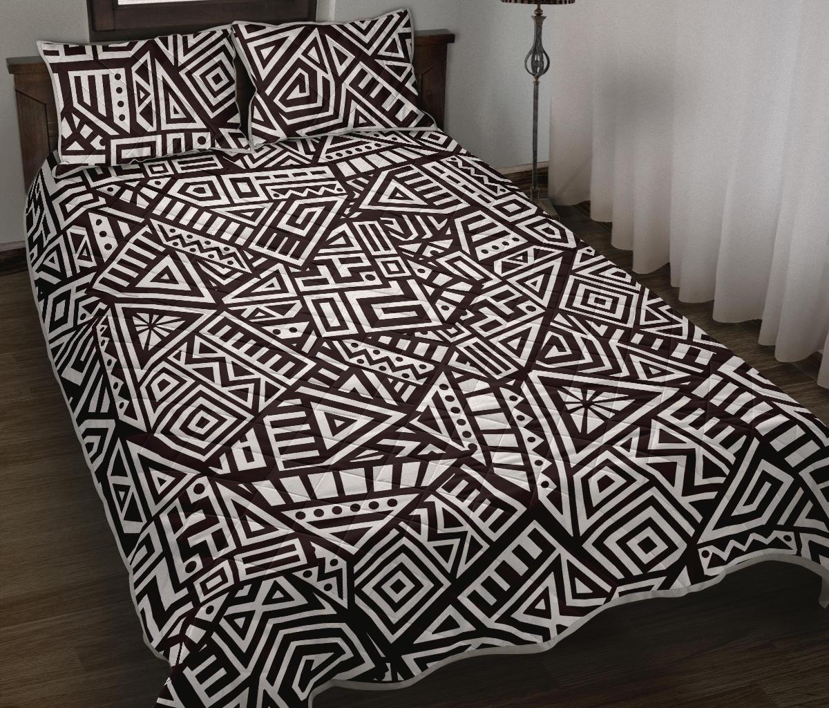 Tribal Aztec Geometric Pattern Print Quilt Bed Set