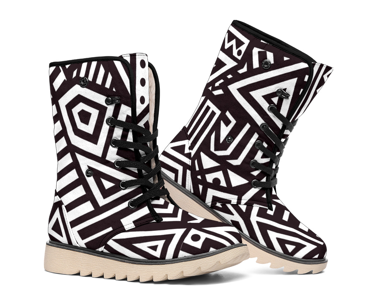 Tribal Aztec Geometric Pattern Print Winter Boots