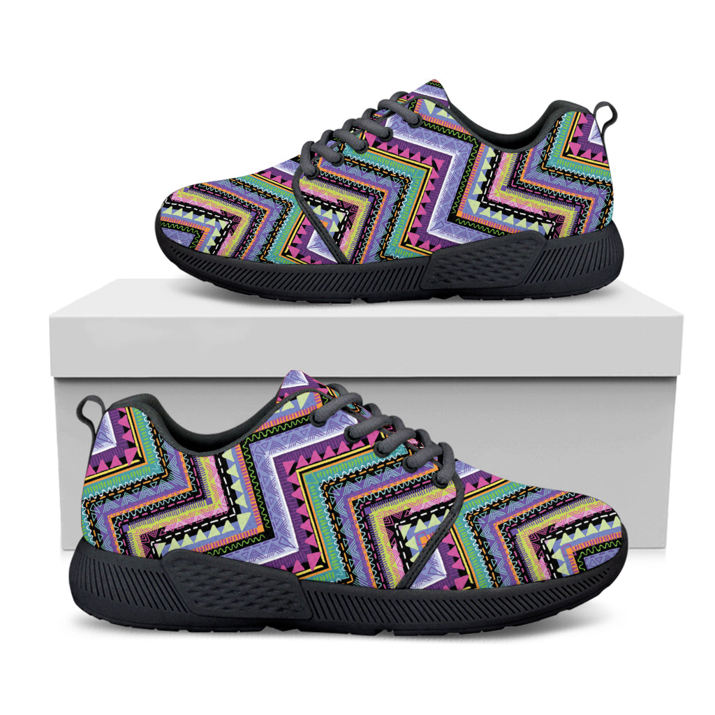 Tribal Aztec Hippie Pattern Print Black Athletic Shoes
