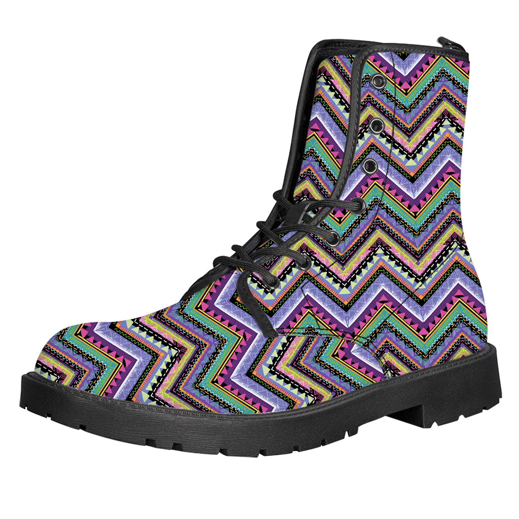 Tribal Aztec Hippie Pattern Print Leather Boots