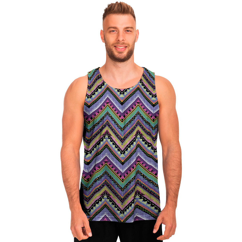 Tribal Aztec Hippie Pattern Print Men's Tank Top