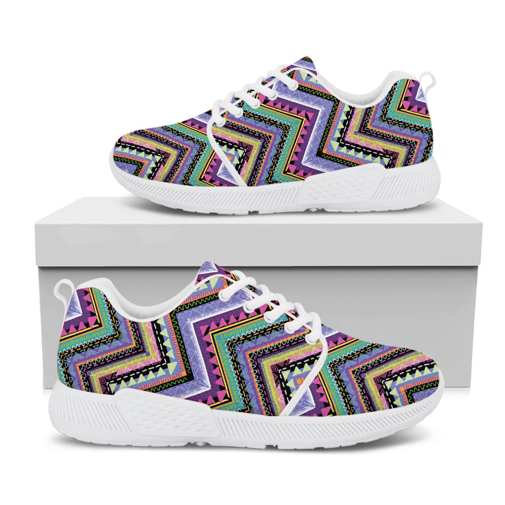 Tribal Aztec Hippie Pattern Print White Athletic Shoes