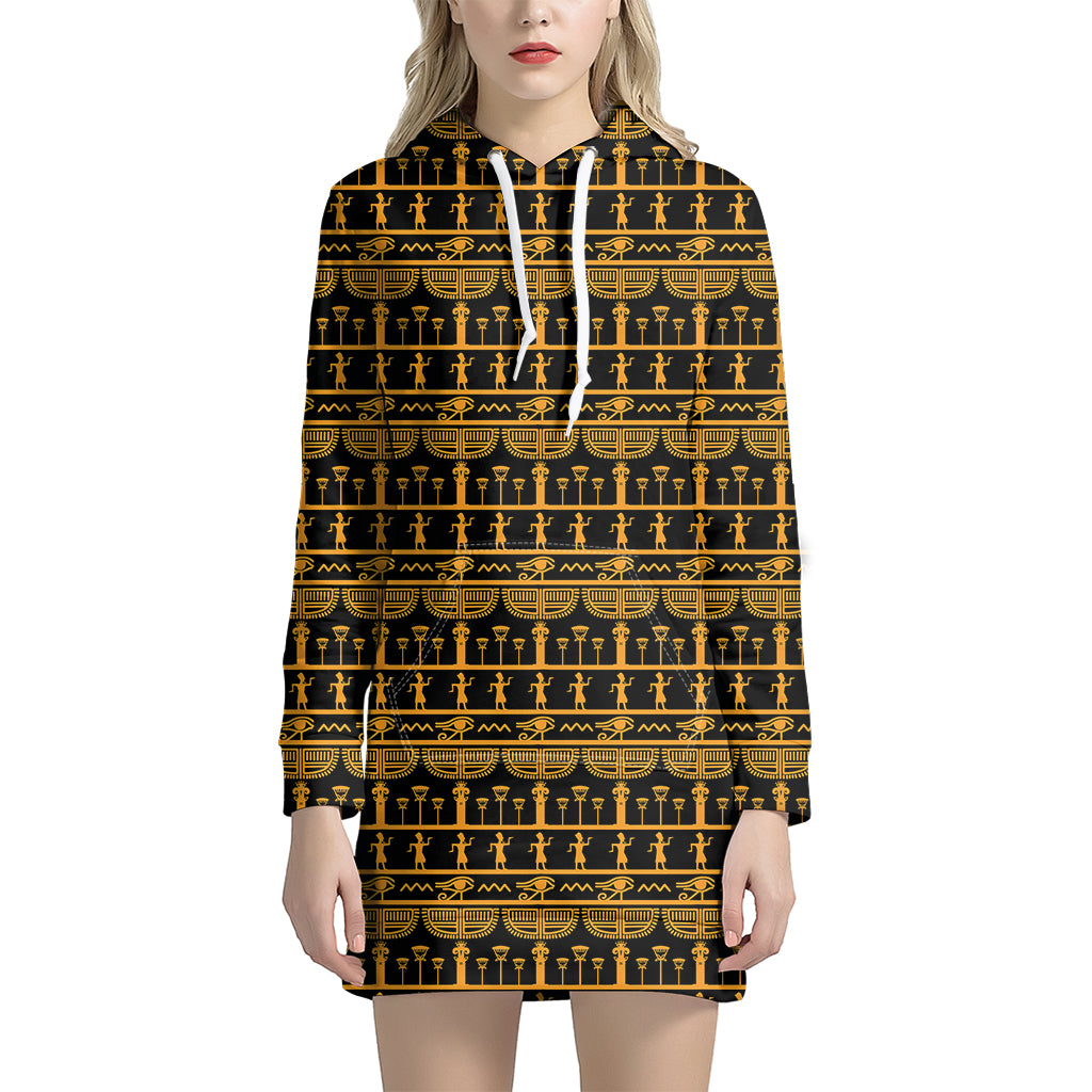 Tribal Egypt Pattern Print Women's Pullover Hoodie Dress