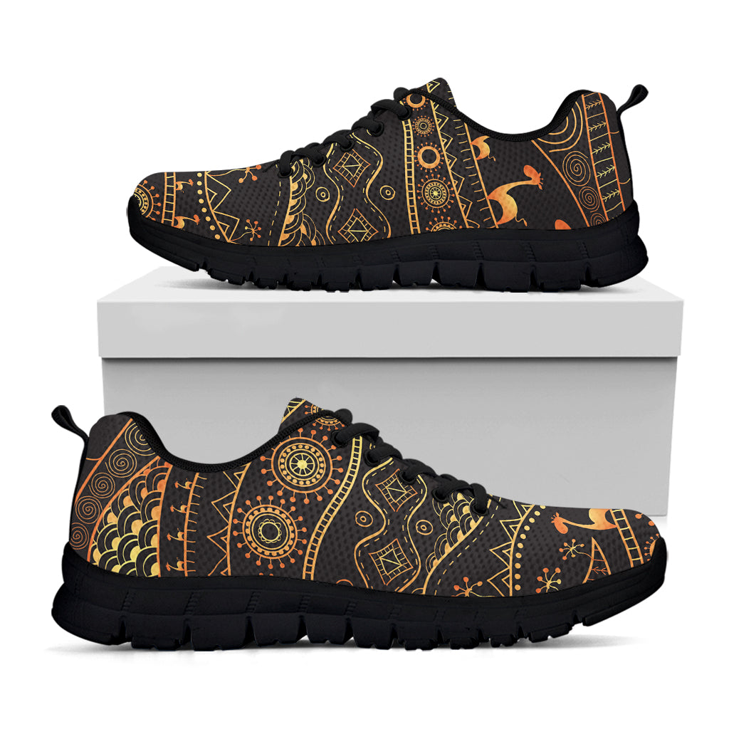 Tribal Ethnic African Pattern Print Black Sneakers