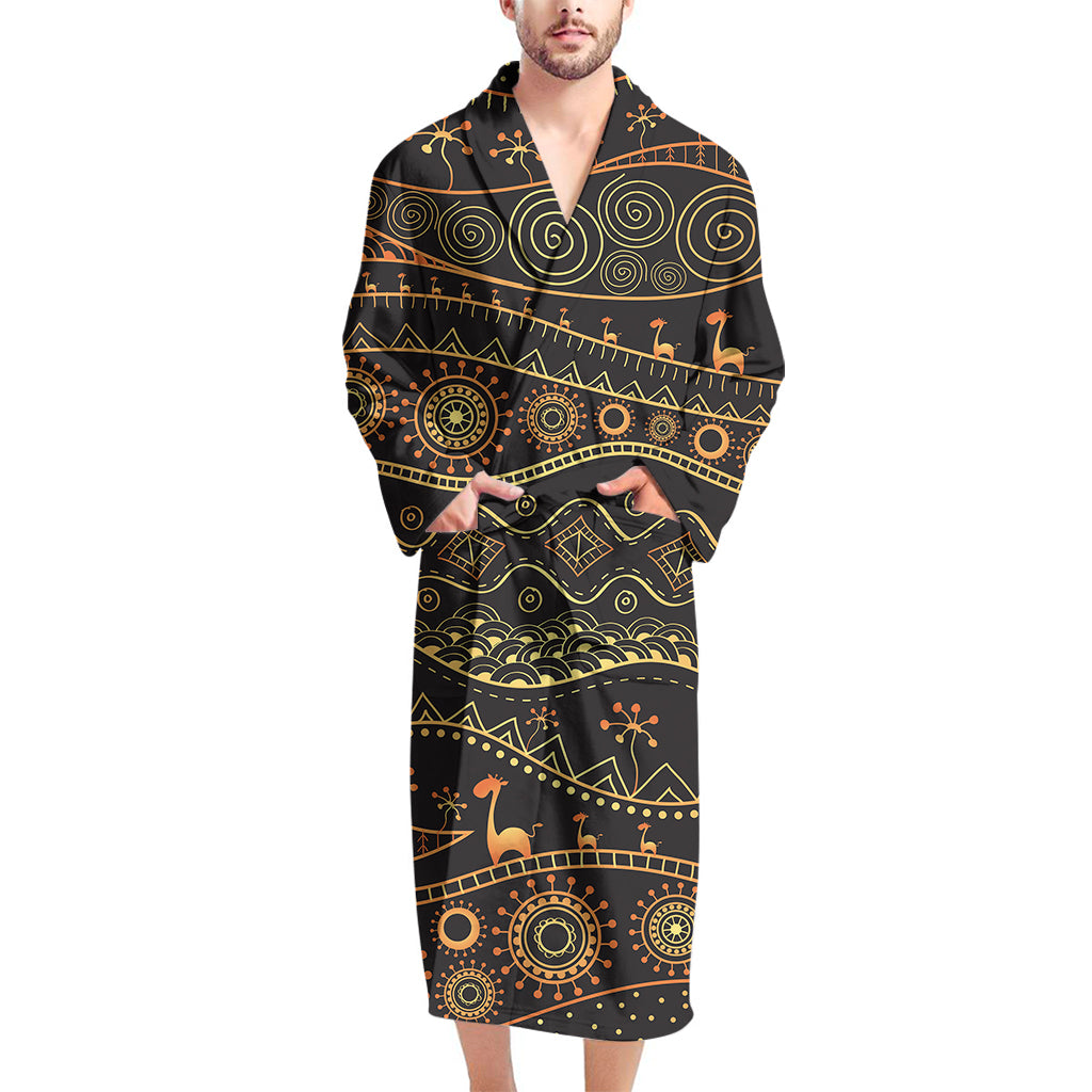 Tribal Ethnic African Pattern Print Men's Bathrobe