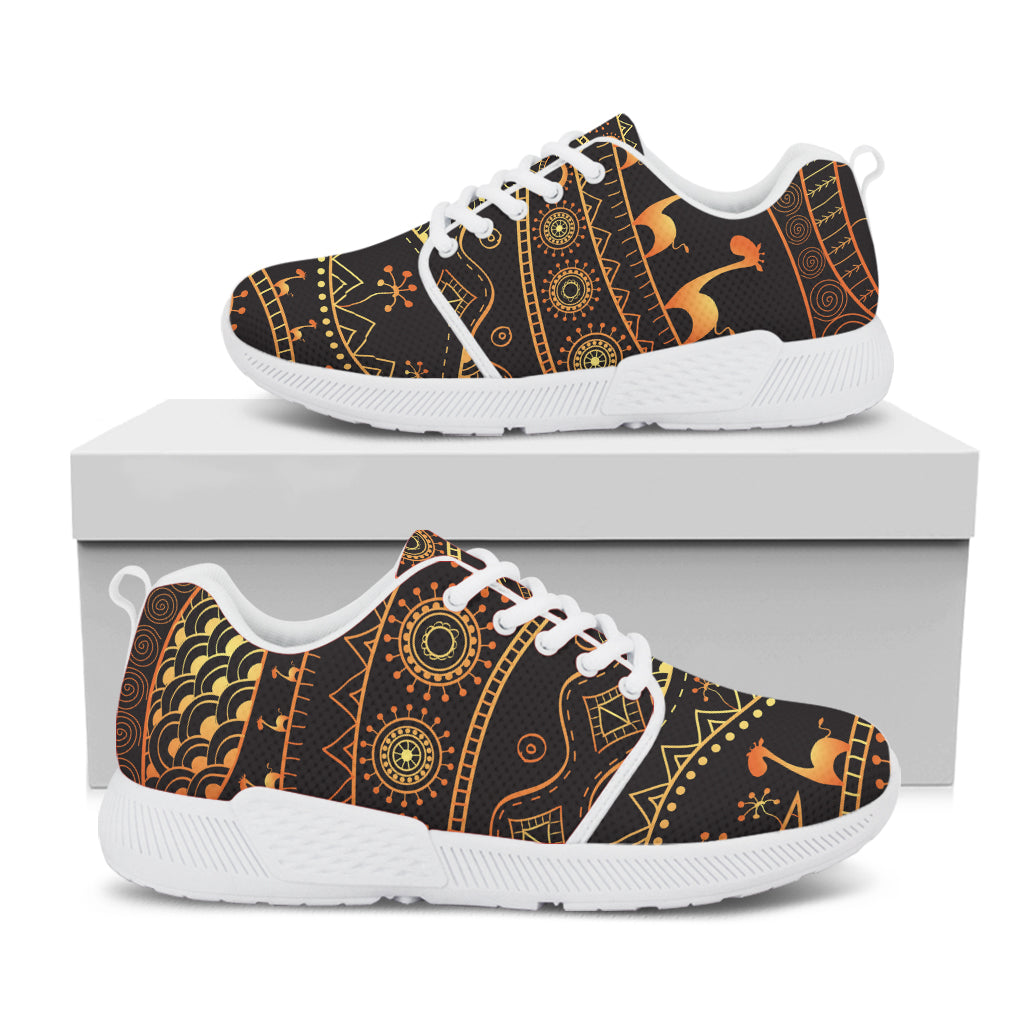 Tribal Ethnic African Pattern Print White Athletic Shoes