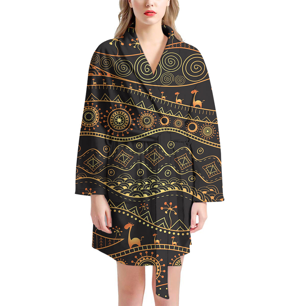 Tribal Ethnic African Pattern Print Women's Bathrobe