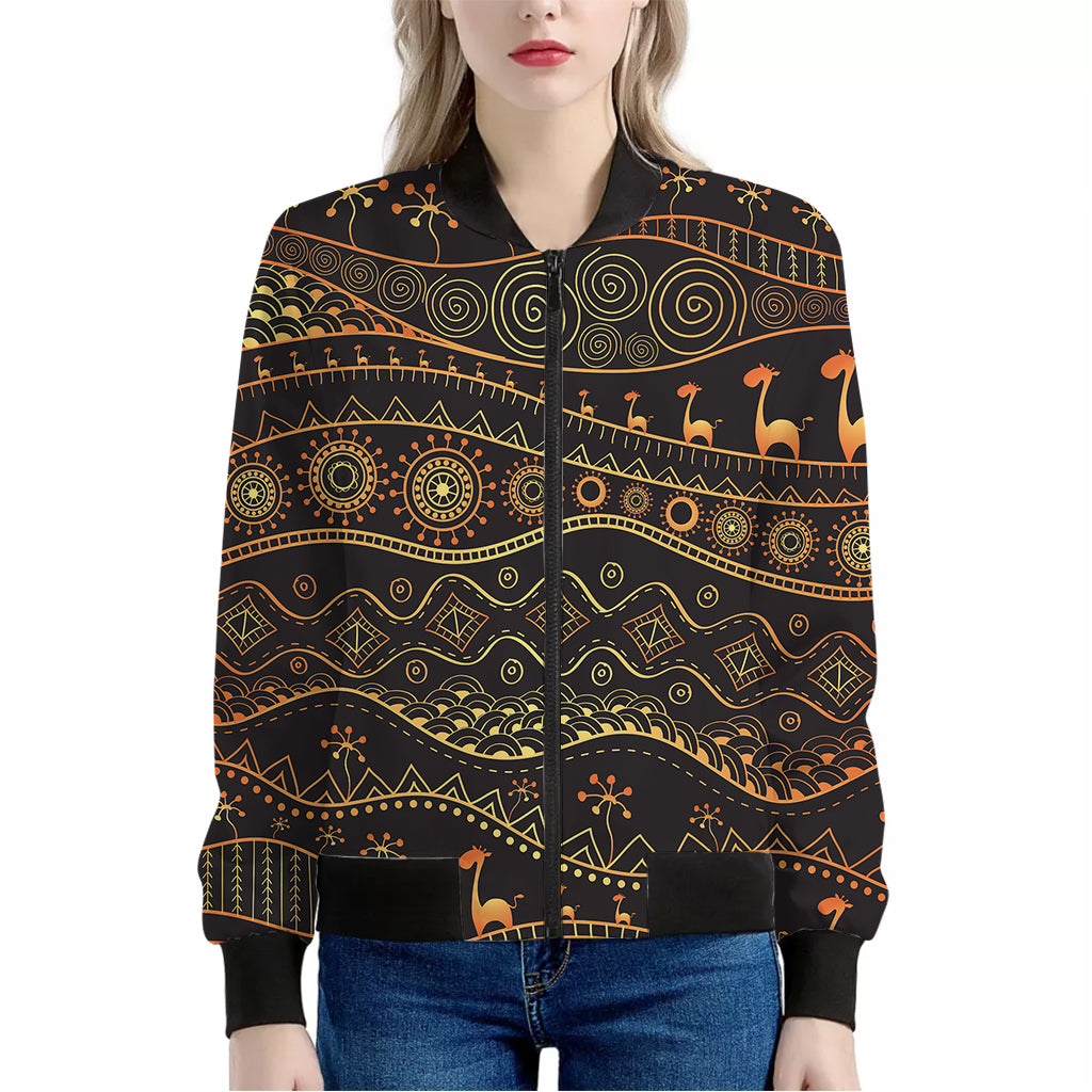 Tribal Ethnic African Pattern Print Women's Bomber Jacket