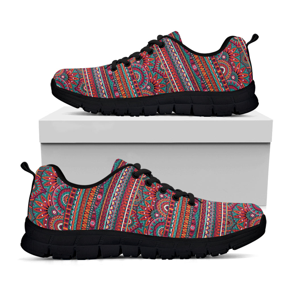 Tribal Ethnic Pattern Print Black Sneakers