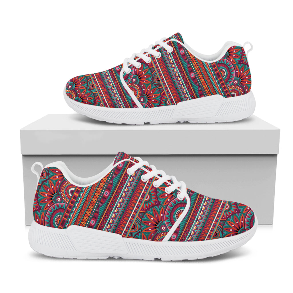 Tribal Ethnic Pattern Print White Athletic Shoes