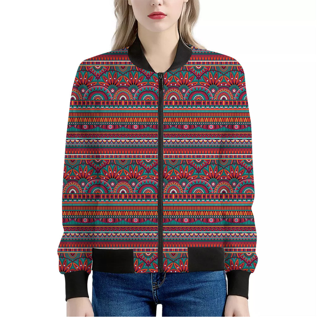 Tribal Ethnic Pattern Print Women's Bomber Jacket