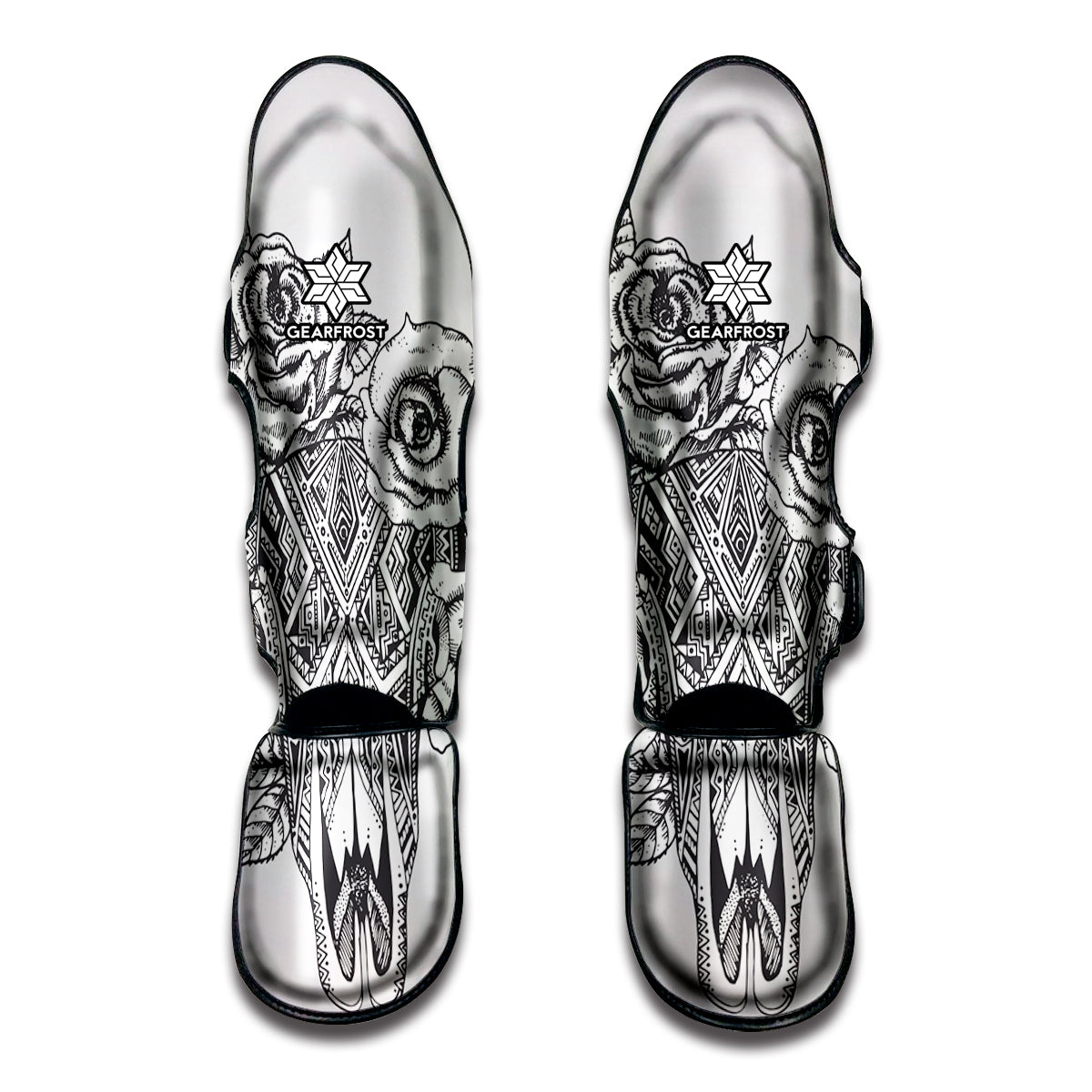 Tribal Indian Bull Skull Print Muay Thai Shin Guards